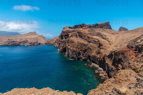 Beautiful rock formations at Ponta de Sao Lourenco and the sea