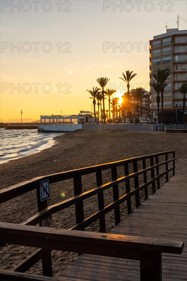 Sunset at Playa del Cura in the coastal city of Torrevieja