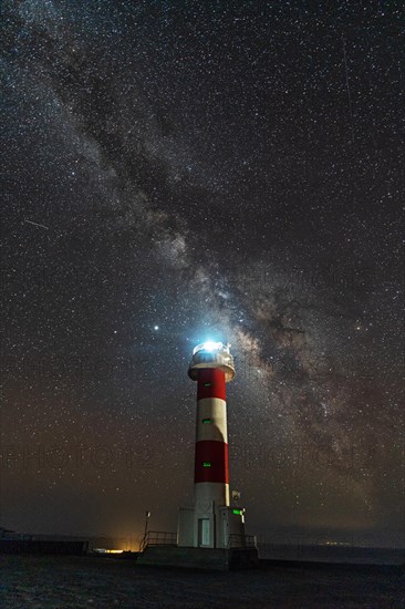 Fuencaliente lighthouse with the milky way on the route of the volcanoes south of the island of La Palma