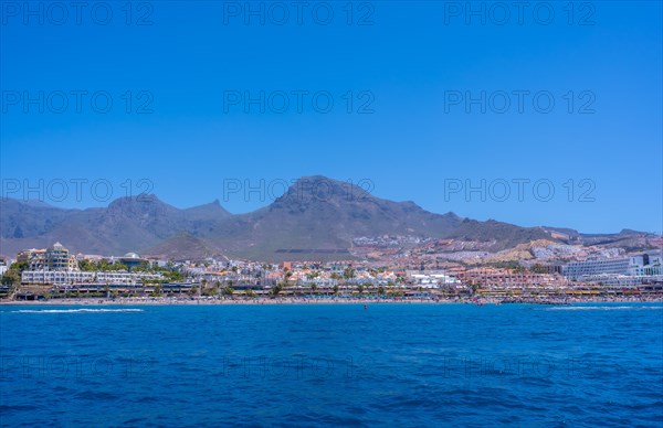 Panoramic view of the Costa de Adeje from a boat in the south of Tenerife
