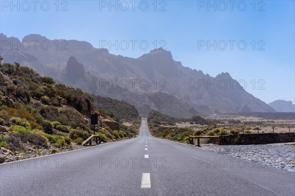 Beautiful road next to the Llano de Ucanca viewpoint in the Teide Natural Park in Tenerife