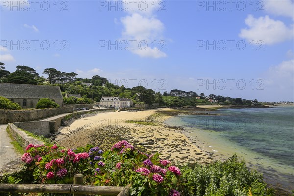 Beach in front of the former monastery Abbaye Notre-Dame des Anges