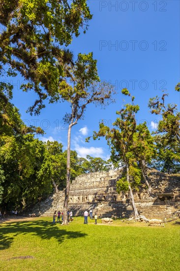 The Astronomical pyramid of Copan Ruinas seen from afar. Honduras