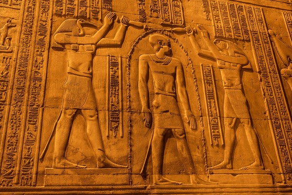 Egyptian drawings and hieroglyphs at the Temple of Kom Ombo