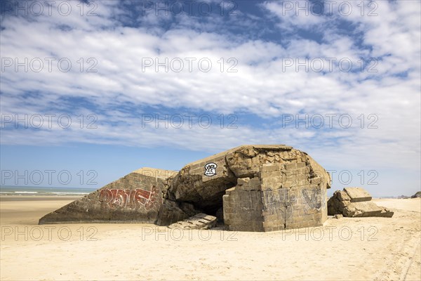 Destroyed bunkers in the dunes of Dunkirk