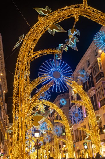 Spectacular lighting on Calle Larios in the center of the city of Malaga at Christmas