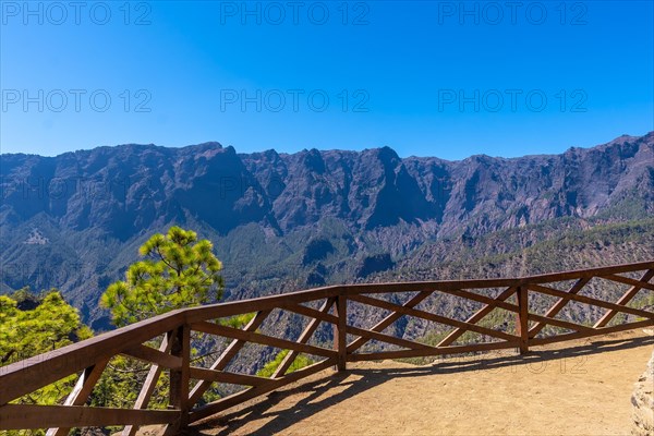 Mirador de los Roques on the mountain of La Cumbrecita on the island of La Palma next to the Caldera de Taburiente