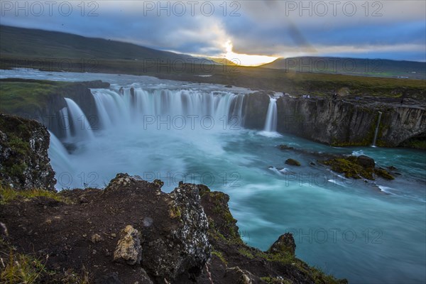 The impressive Godafoss waterfall from below. Iceland