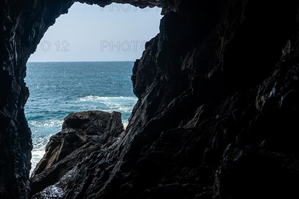 Window to the sea in the Cuevas de Ajuy