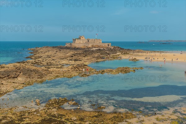 La Grande Plage du Sillon in the coastal town of Saint-Malo in French Brittany in the Ille-et-Vilaine department
