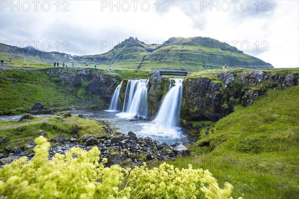 Kirkjufell waterfalls from below. Iceland