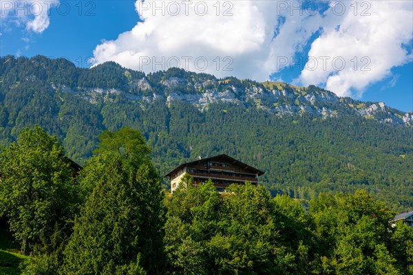 Typical House on the Mountain in a Sunny Day in Interlaken