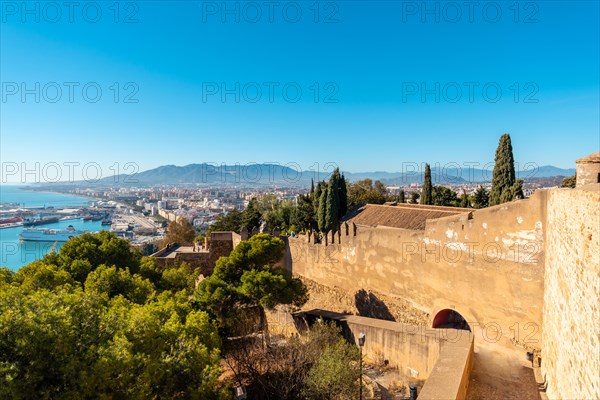 Views of the city from the Castillo de Gibralfaro in the city of Malaga