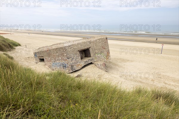 Destroyed bunkers in the dunes of Dunkirk