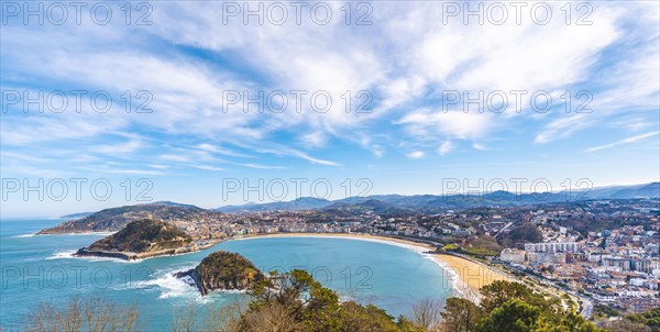 Panoramic view of the bay of La Concha de San Sebastian from Mount Igeldo. Basque Country