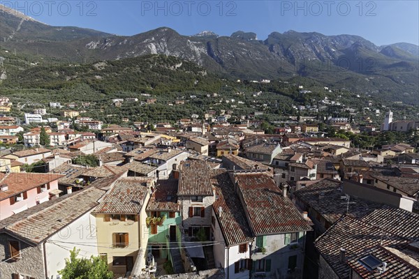 View over the roofs of the old town to Monte Baldo
