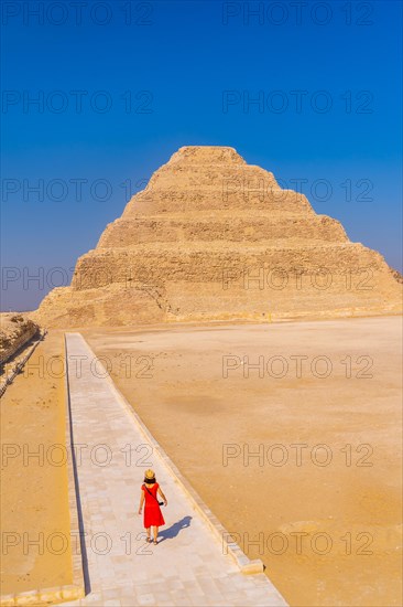 A young woman visiting the Stepped Pyramid of Djoser