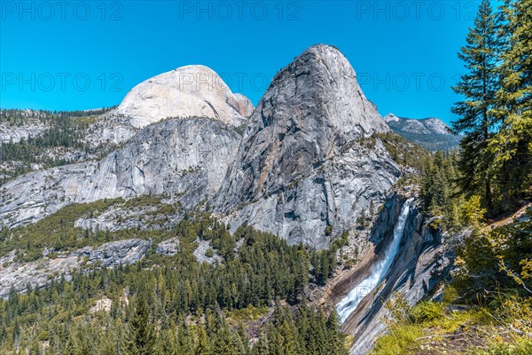 Vernal Falls from the top on the descent path to Bernal Falls. California