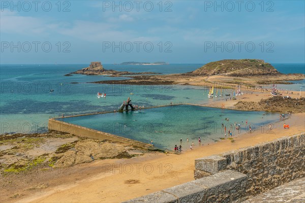 Natural pool at the Plage de Bon-Secours Saint-Malo in French Brittany in the Ille and Vilaine department