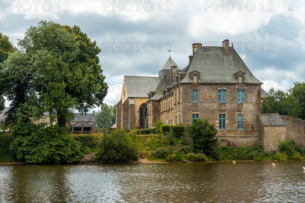 Church of Lake Paimpont in the Broceliande forest