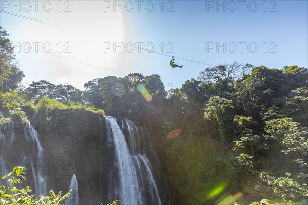 The giant Pulhapanzak waterfall in Lake Yojoa. Honduras