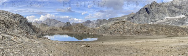 Mountain lake and pass summit