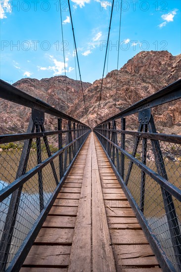 The beautiful bridge that crosses the Colorado River at the end of the South Kaibab Trailhead trek. Grand canyon