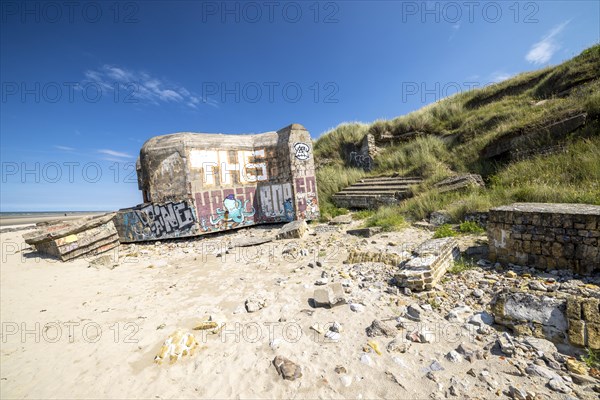 Destroyed bunkers in the dunes of Dunkirk