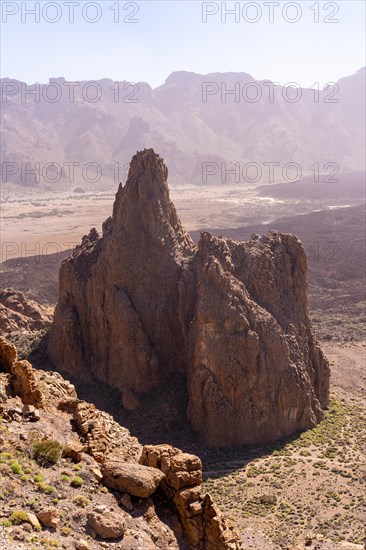 The mountain of the Cathedral between the Roques de Gracia and the Roque Cinchado in the natural area of Teide in Tenerife