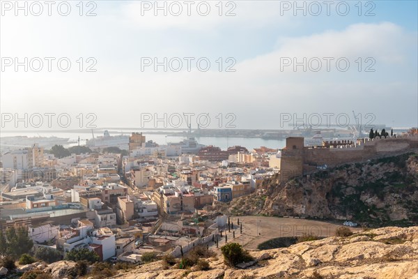 View from the viewpoint of Cerro San Cristobal de la Muralla de Jairan and the Alcazaba the town of Almeria