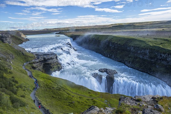 Gullfoss waterfall lookout in the golden circle of south of Iceland