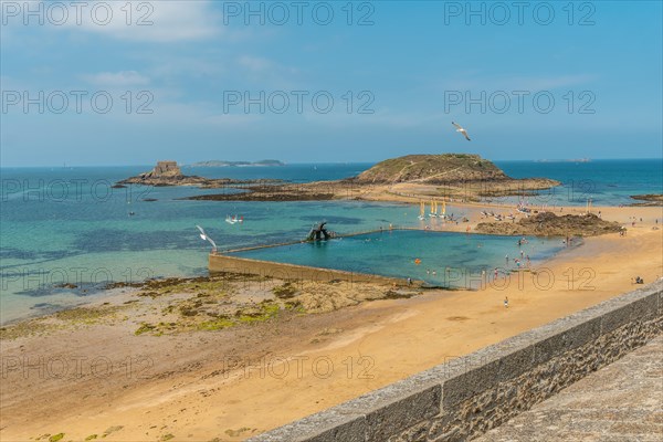 Natural pool at the Plage de Bon-Secours Saint-Malo in French Brittany in the Ille and Vilaine department