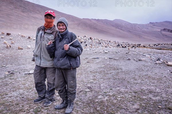 Herders with his Chyangra pashmina goats