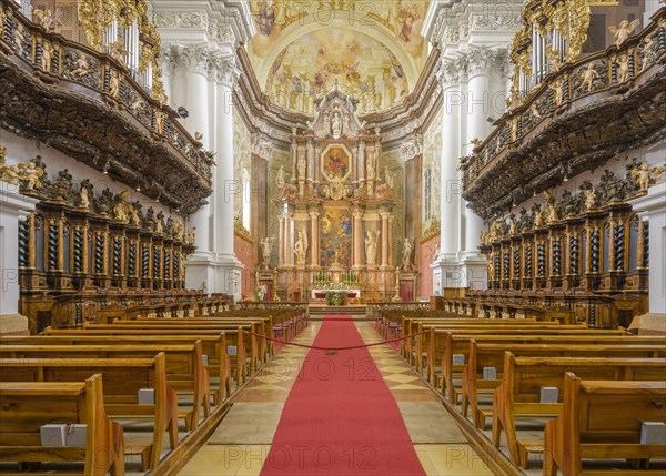 View of the altar in the Baroque church of the Augustinian Canons Regular Monastery of St. Florian