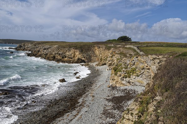 Rocky Atlantic coast at Pointe de Castel at the tip of Cap Sizun near Cleden-Cap-Sizun. Brittany