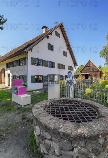 Farm with well in the Swabian Open Air Museum