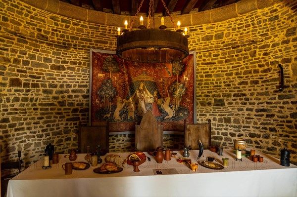 Medieval kings' banquet at the castle of Fougeres. Brittany region