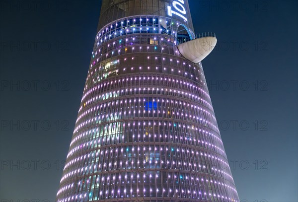 Illuminated Torch Tower aka Aspire Tower by night