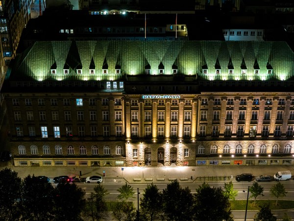 Aerial view of Hapag-Lloyd-Haus at Ballindamm on the Inner Alster Lake