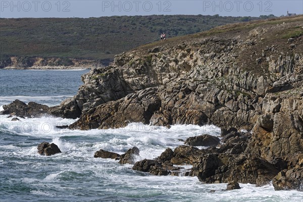 Rocky Atlantic coast at Pointe de Castel at the tip of Cap Sizun near Cleden-Cap-Sizun. Brittany