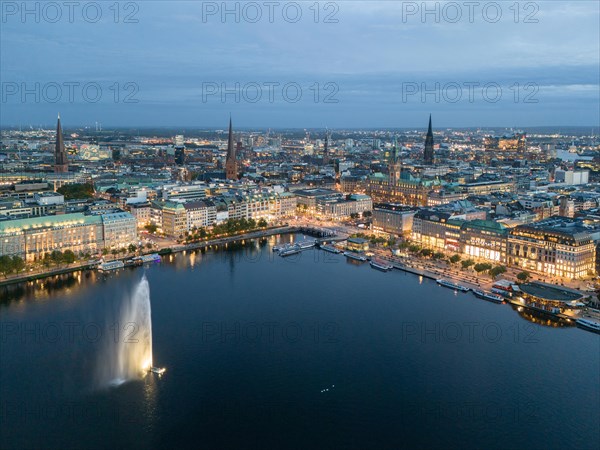 Aerial view of the Inner Alster with Jungfernstieg