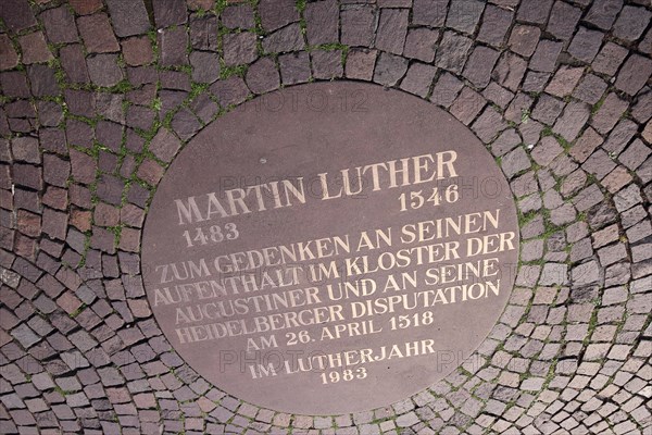 Memorial slab on Martin Luther with inscription and year 1518