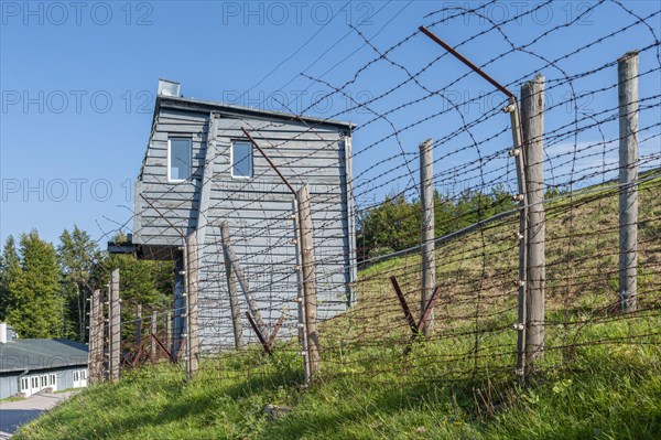 Barbed wire enclosure and watchtower at the former Natzweiler-Struthof concentration camp