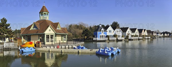 Colourful houses in the Belle Dune Holiday Village at Fort-Mahon-Plage