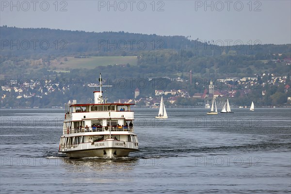 Excursion boat KARLSRUHE underway on Lake Constance