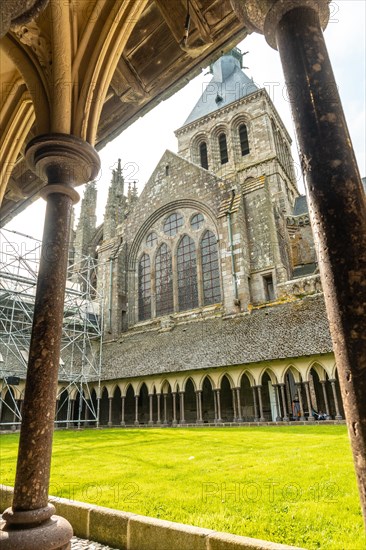 Inside the courtyard of the Mont Saint-Michel Abbey