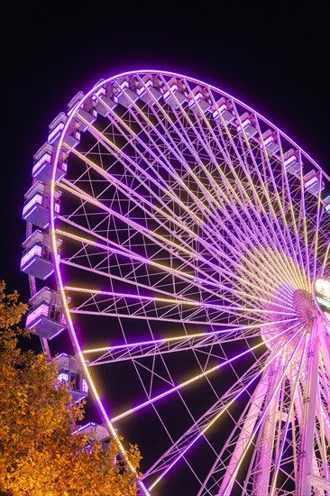 Ferris wheel at night at the folk festival