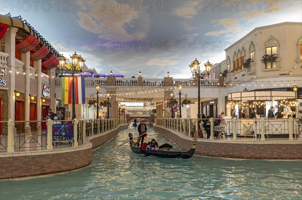 Gondola ride on indoor canal at Villaggio Mall