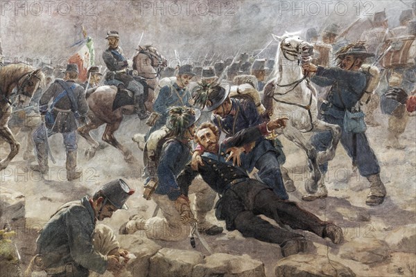 Wounded Italian General Battle Painting in the Monumento della Battaglia