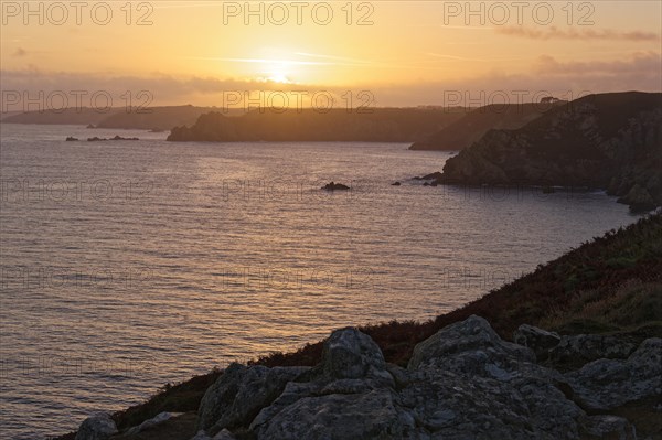 Sunrise on the rocky coast at Pointe de Brezellec